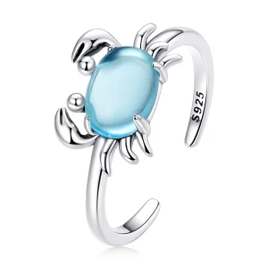 (image pour) Bague ouverte mignonne de style Pandora avec un crabe - SCR814