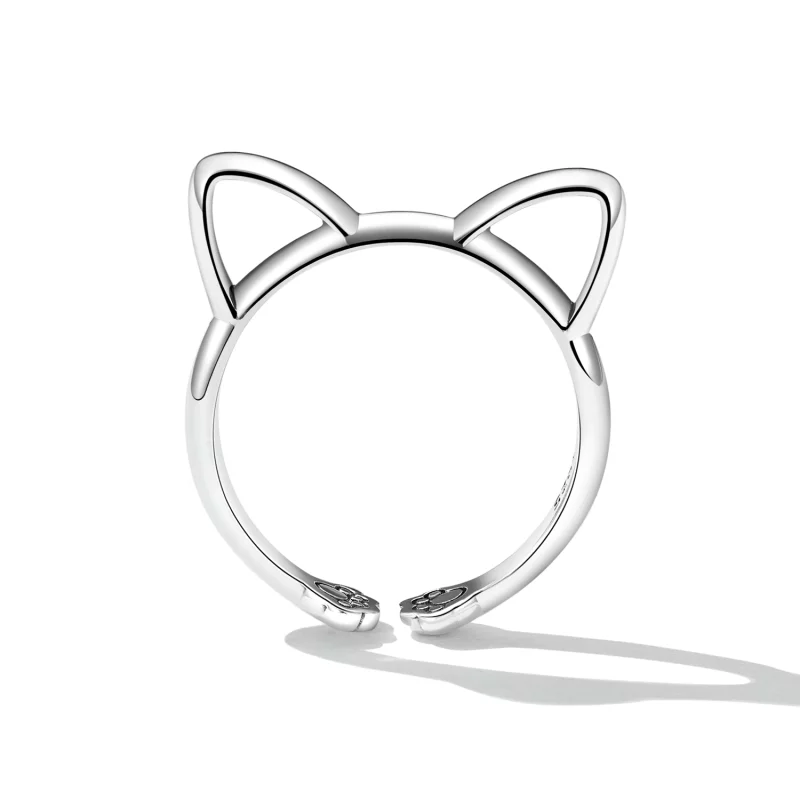 (image pour) Bague ouverte à motif de chat simple de style Pandora - SCR832 - Afficher 3