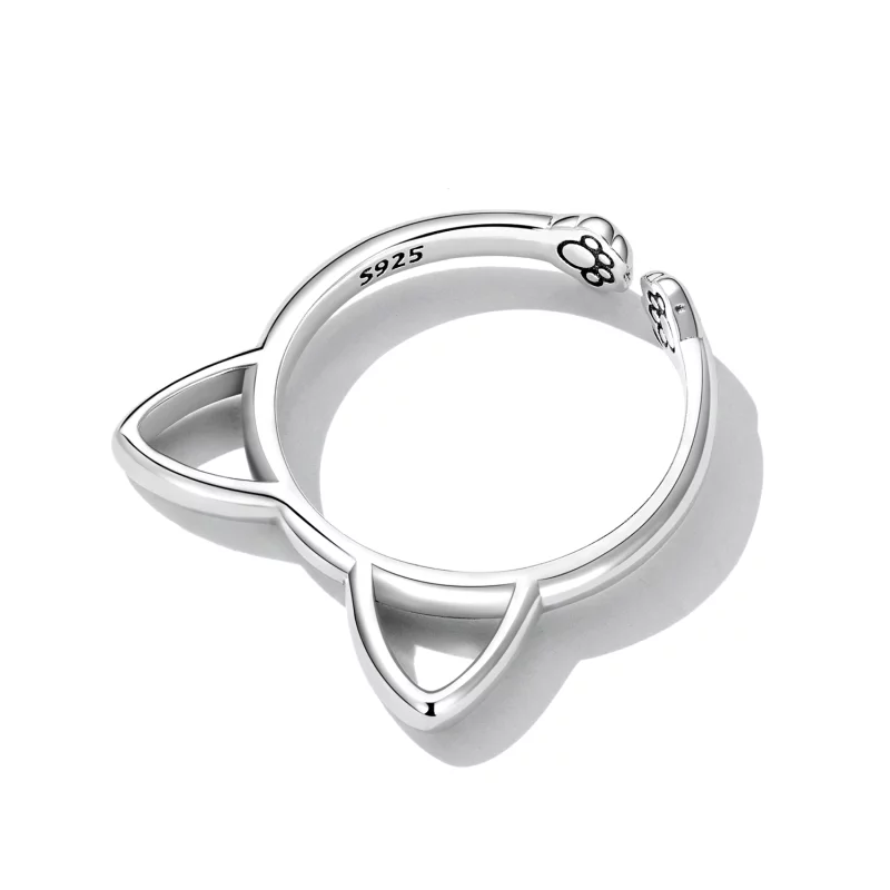 (image pour) Bague ouverte à motif de chat simple de style Pandora - SCR832 - Afficher 4