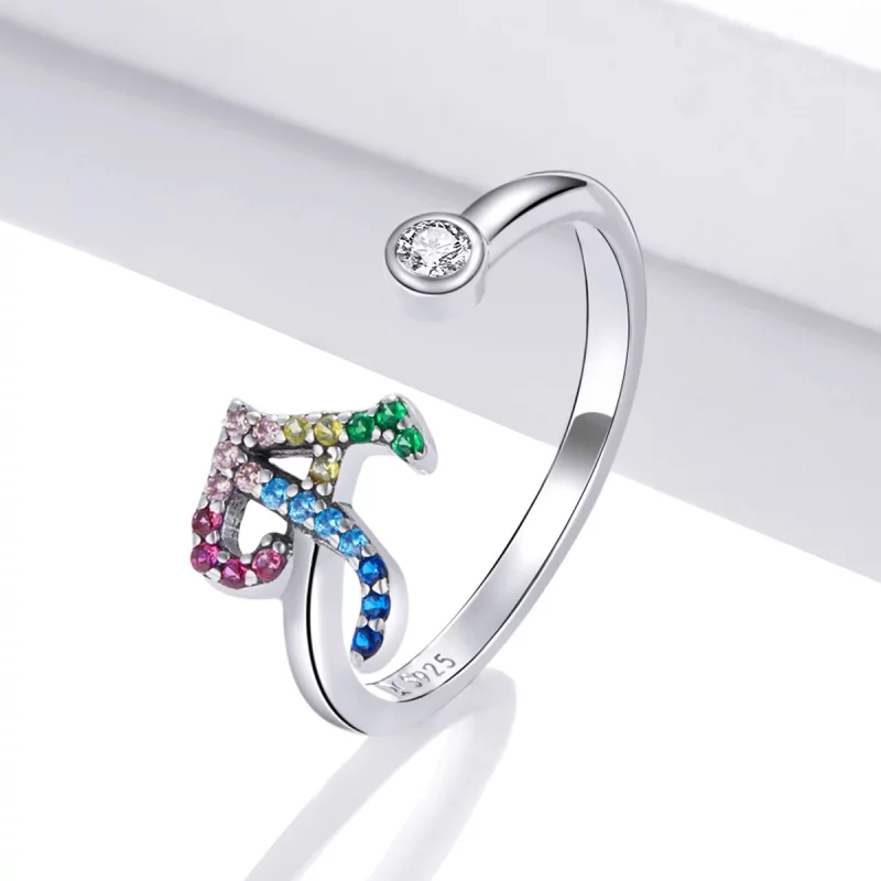 (image pour) Bague ouverte Pandora Style avec lettre colorée-A - SCR723-A - Afficher 2