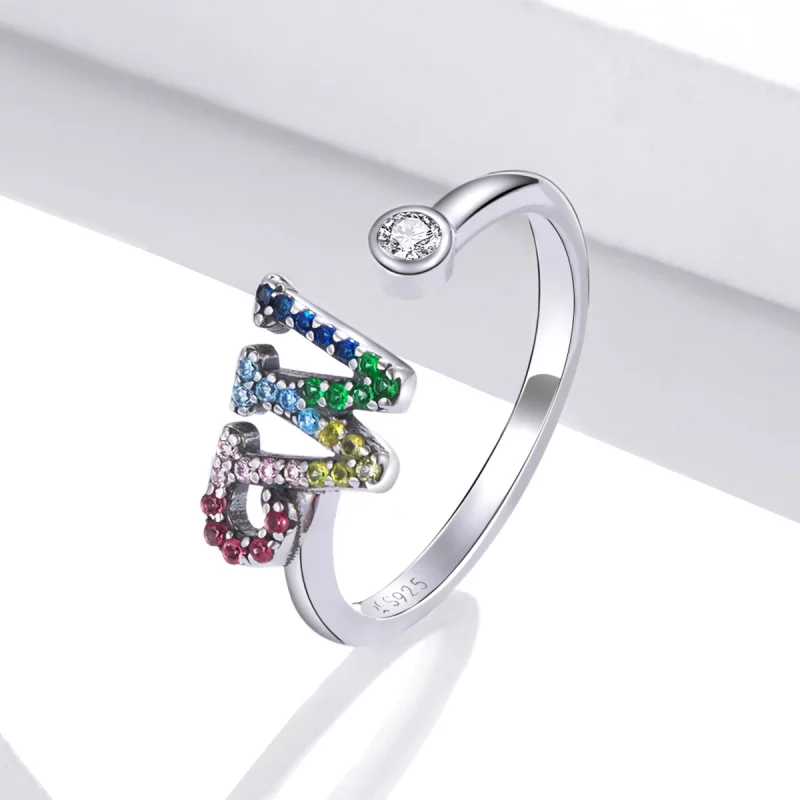 (image pour) Bague ouverte Pandora Style avec lettre colorée W - SCR723-W - Afficher 2