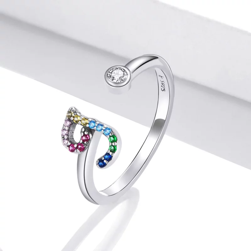 (image pour) Bague ouverte Pandora Style avec lettre J colorée - SCR723-J - Afficher 2