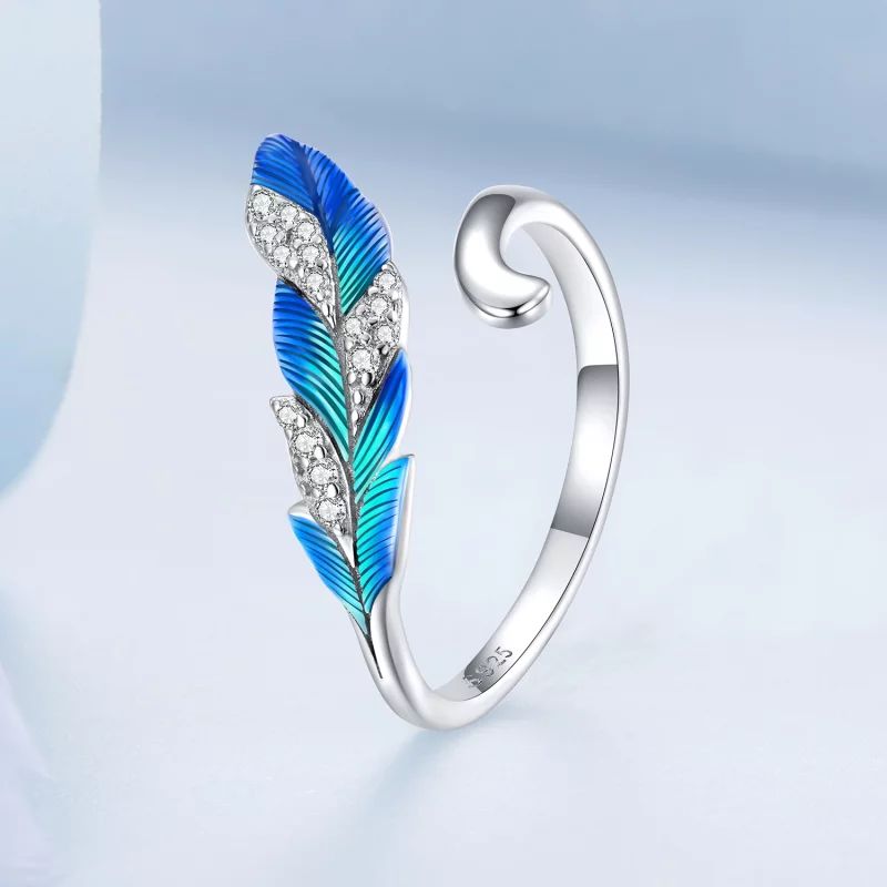 (image pour) Bague Ouverte Plume Éblouissante de Style Pandora - BSR301 - Afficher 2