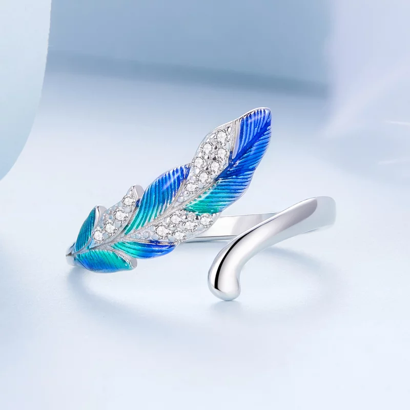(image pour) Bague Ouverte Plume Éblouissante de Style Pandora - BSR301 - Afficher 3
