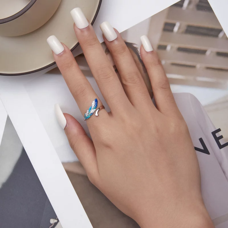 (image pour) Bague Ouverte Plume Éblouissante de Style Pandora - BSR301 - Afficher 5