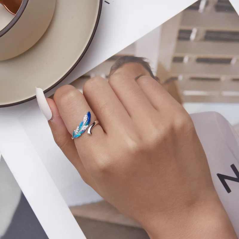 (image pour) Bague Ouverte Plume Éblouissante de Style Pandora - BSR301 - Afficher 6