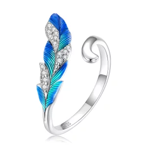 (image pour) Bague Ouverte Plume Éblouissante de Style Pandora - BSR301