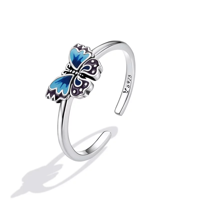 (image pour) Bague ouverte rétro papillon style Pandora - SCR802 - Afficher 2