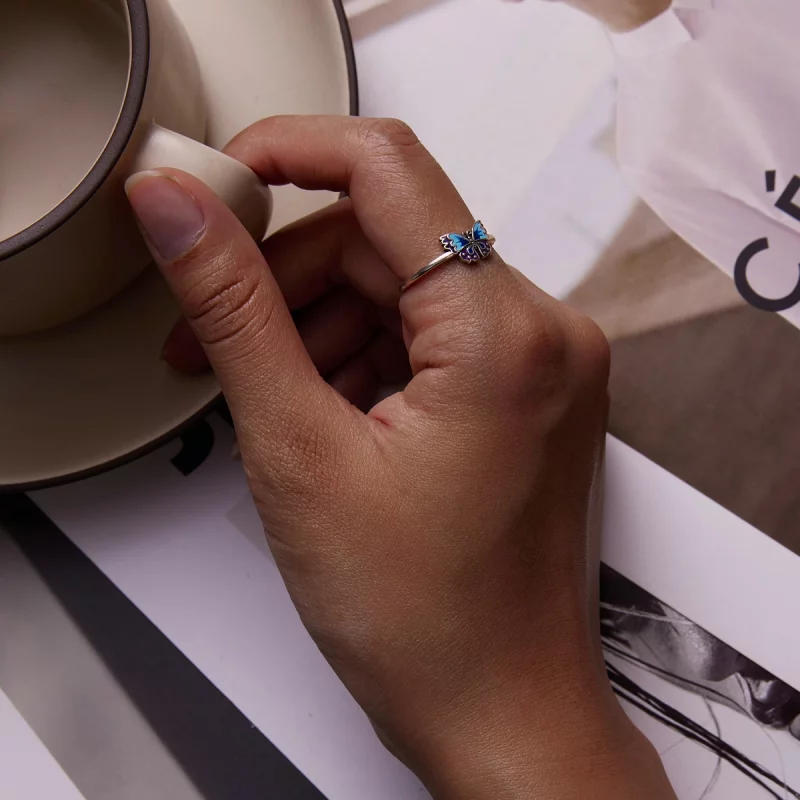 (image pour) Bague ouverte rétro papillon style Pandora - SCR802 - Afficher 5