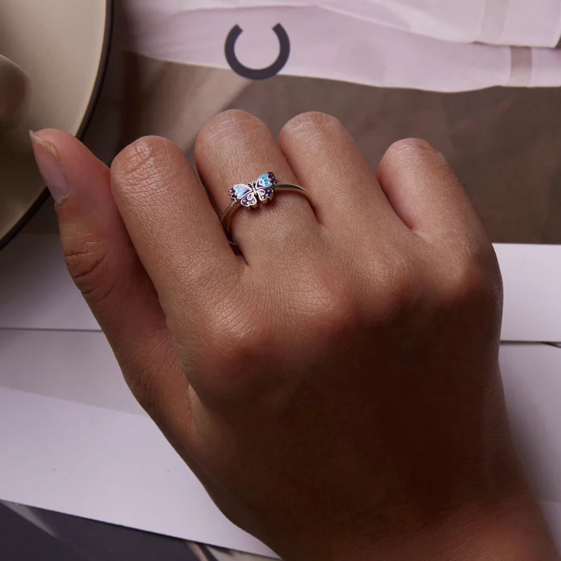 (image pour) Bague ouverte rétro papillon style Pandora - SCR802 - Afficher 7