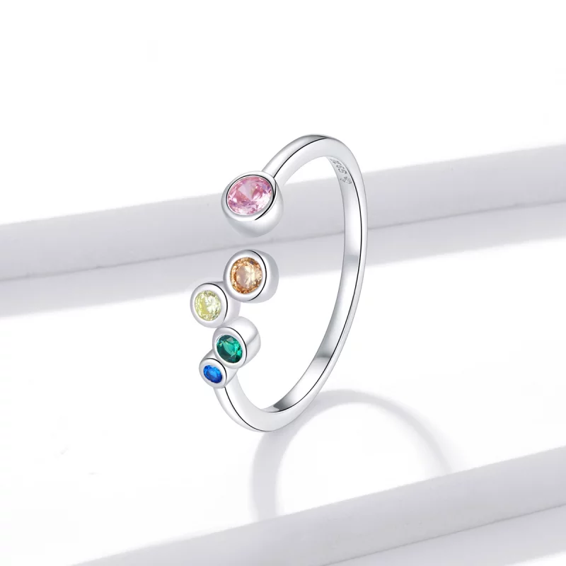 (image pour) Bague ouverte style Pandora avec bulles colorées - BSR149 - Afficher 2