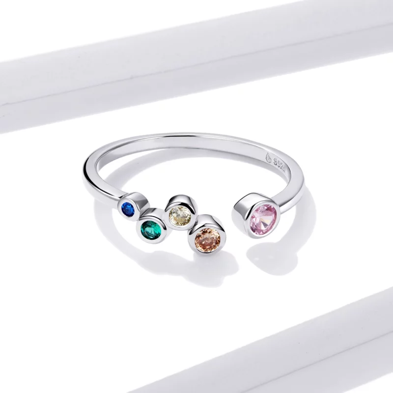 (image pour) Bague ouverte style Pandora avec bulles colorées - BSR149 - Afficher 3