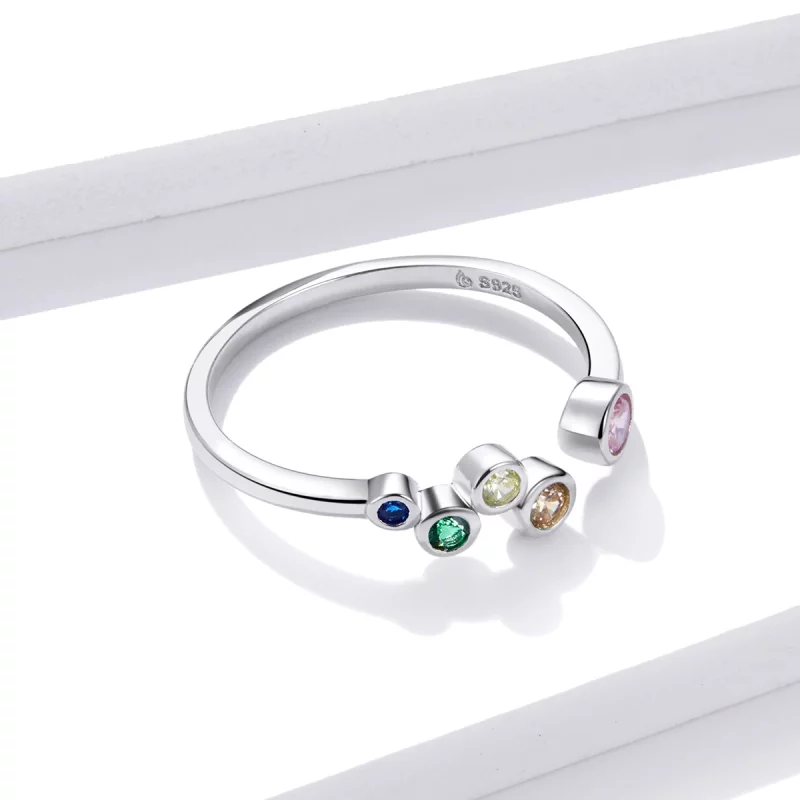 (image pour) Bague ouverte style Pandora avec bulles colorées - BSR149 - Afficher 4