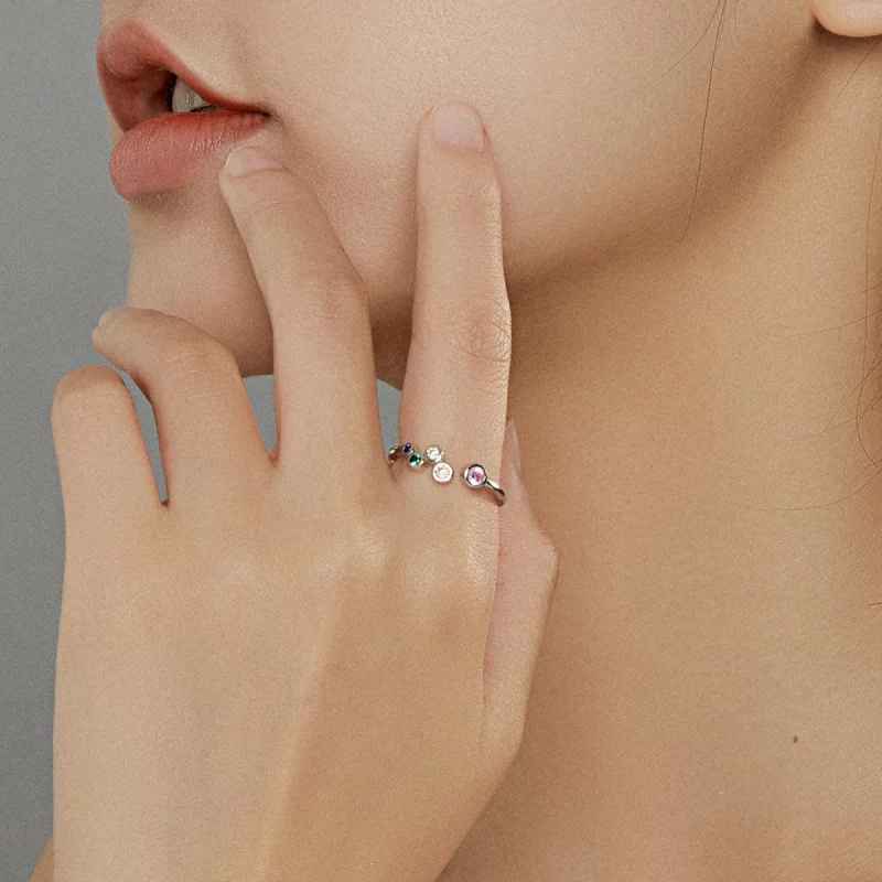 (image pour) Bague ouverte style Pandora avec bulles colorées - BSR149 - Afficher 8