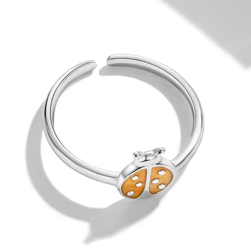 (image pour) Bague ouverte style Pandora avec coccinelle orange - SCR774 - Afficher 4