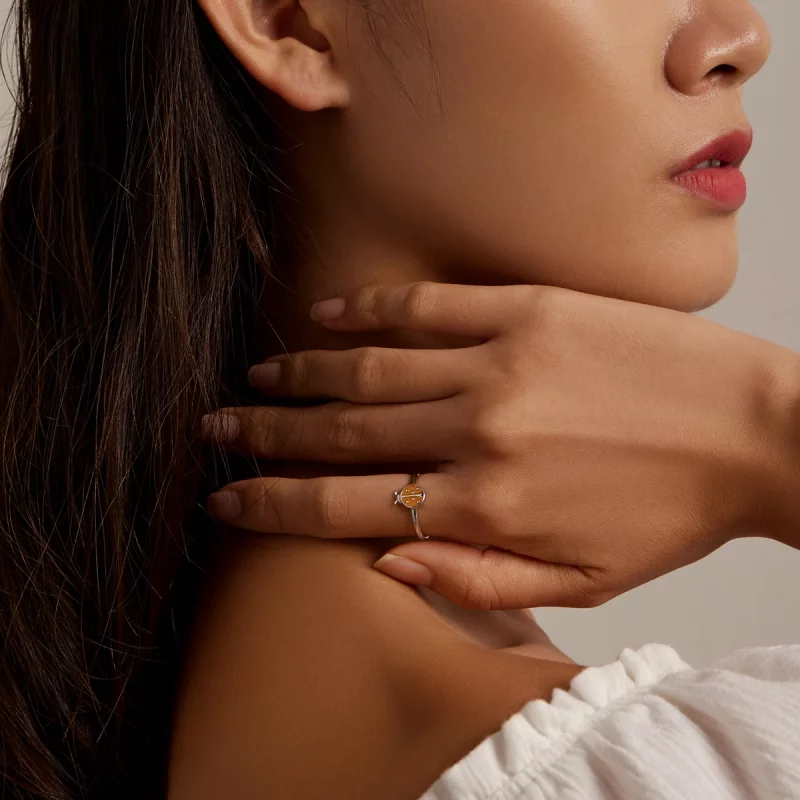 (image pour) Bague ouverte style Pandora avec coccinelle orange - SCR774 - Afficher 6