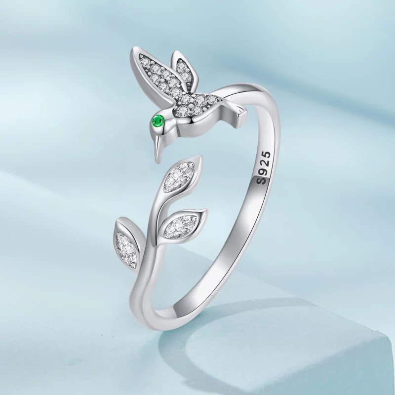 (image pour) Bague ouverte style Pandora avec colibri - SCR871 - Afficher 2