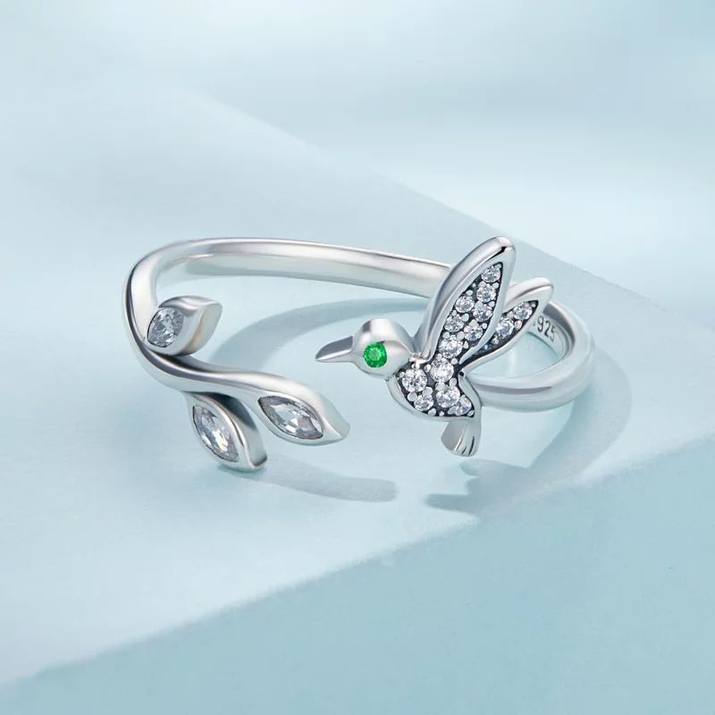 (image pour) Bague ouverte style Pandora avec colibri - SCR871 - Afficher 3