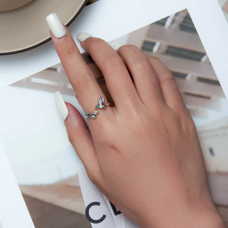 (image pour) Bague ouverte style Pandora avec colibri - SCR871 - Afficher 4