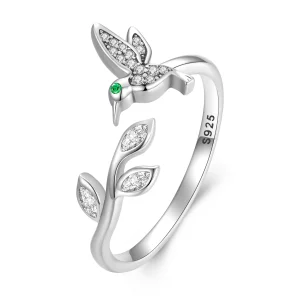 Bague ouverte style Pandora avec colibri - SCR871 (image pour) Bague ouverte style Pandora avec colibri - SCR871