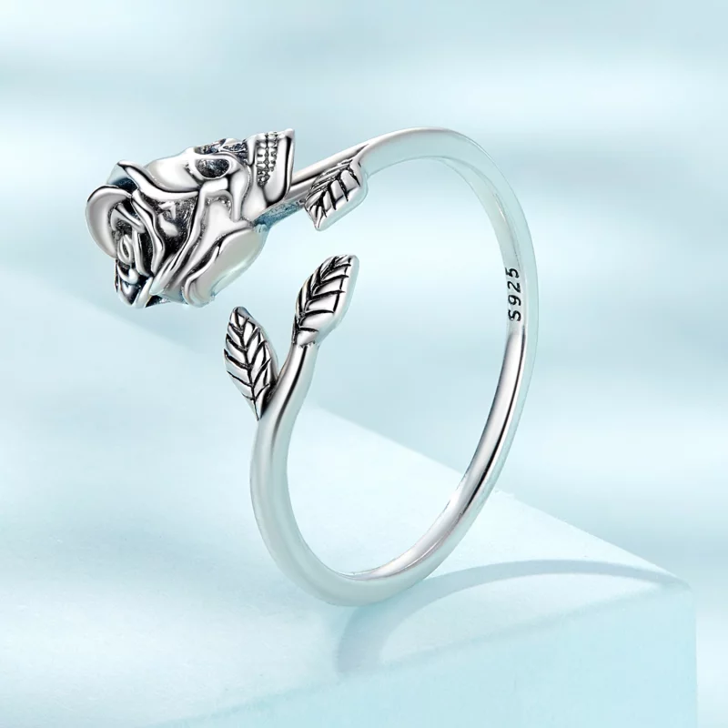 (image pour) Bague ouverte style Pandora avec crâne et rose - SCR879 - Afficher 2