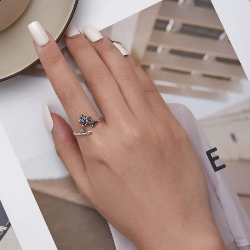 (image pour) Bague ouverte style Pandora avec crâne et rose - SCR879 - Afficher 5