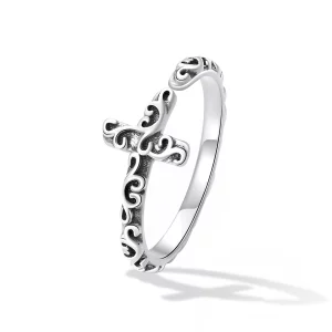 (image pour) Bague ouverte style Pandora avec croix vintage - VSR162