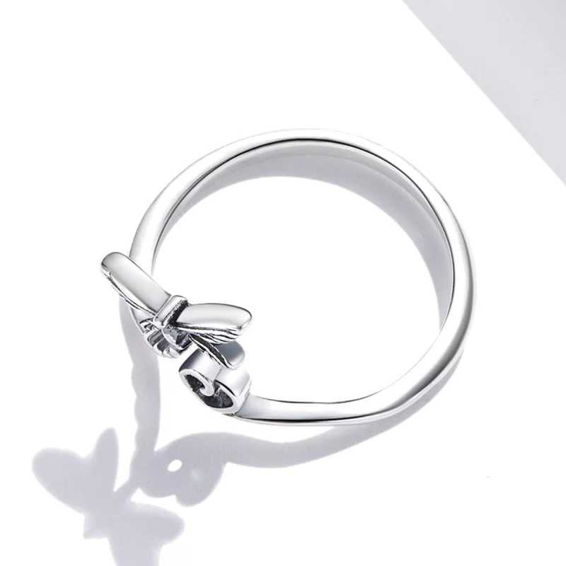 (image pour) Bague ouverte style Pandora avec dragonfly et inscription "Love" - SCR734 - Afficher 4