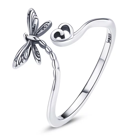 (image pour) Bague ouverte style Pandora avec dragonfly et inscription "Love" - SCR734