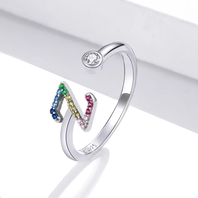 (image pour) Bague ouverte style Pandora avec lettre-Z colorée - SCR723-Z - Afficher 2