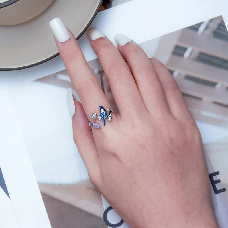 (image pour) Bague ouverte style Pandora avec oiseau et fleur - BSR288 - Afficher 5
