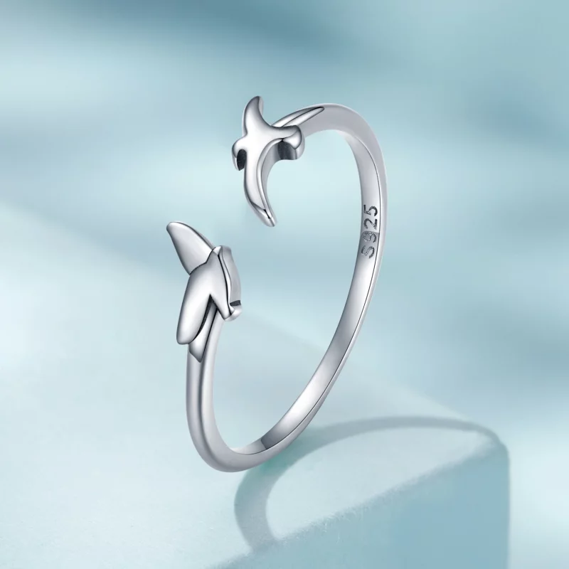 (image pour) Bague ouverte style Pandora avec oiseau - SCR869 - Afficher 2