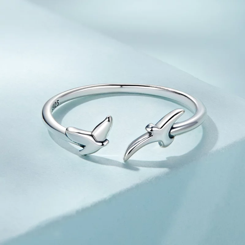 (image pour) Bague ouverte style Pandora avec oiseau - SCR869 - Afficher 3