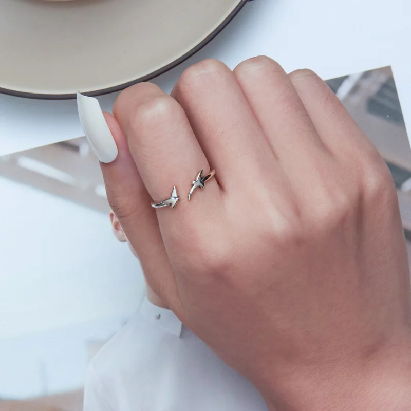(image pour) Bague ouverte style Pandora avec oiseau - SCR869 - Afficher 5