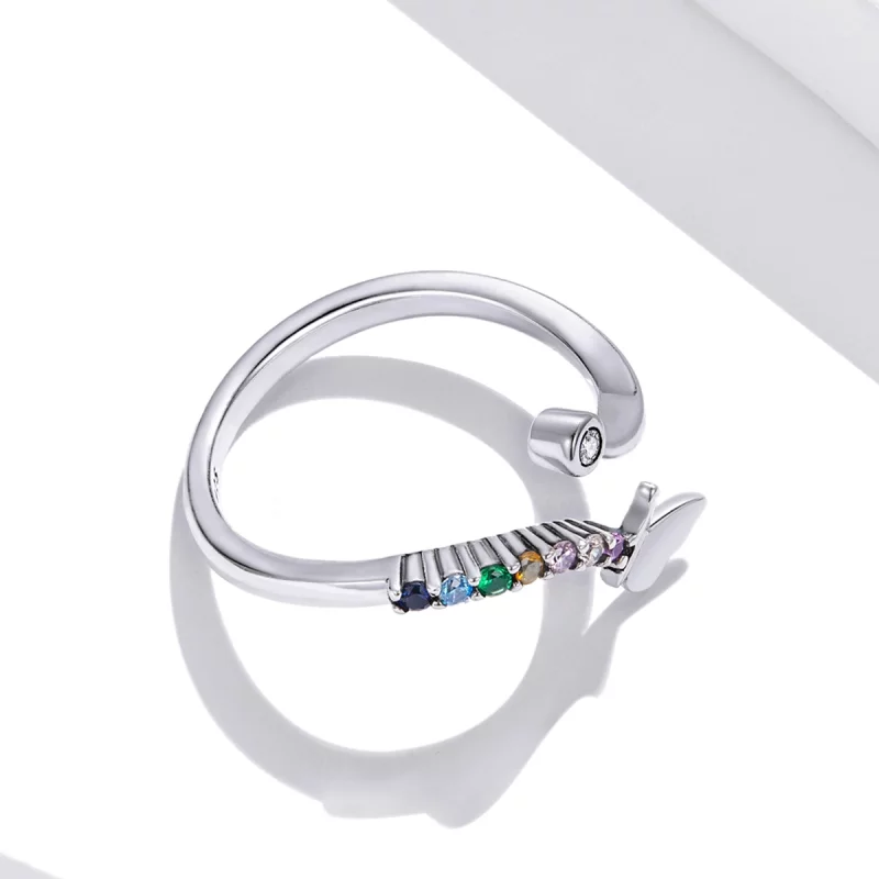 (image pour) Bague ouverte style Pandora avec papillon arc-en-ciel - SCR730 - Afficher 4