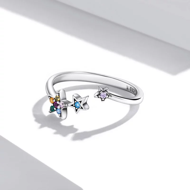 (image pour) Bague ouverte style Pandora avec étoile - SCR769 - Afficher 3