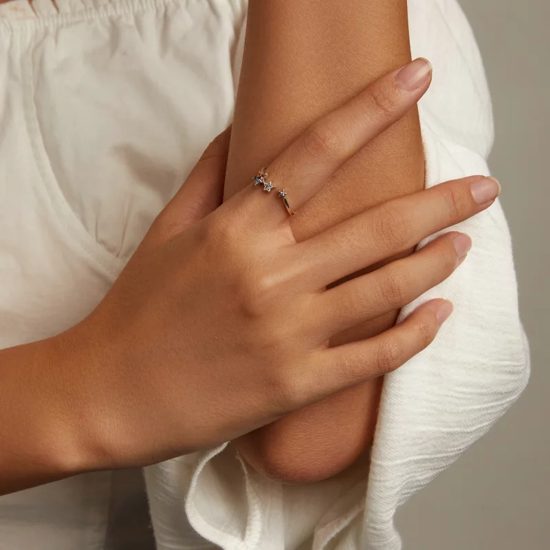 (image pour) Bague ouverte style Pandora avec étoile - SCR769 - Afficher 5