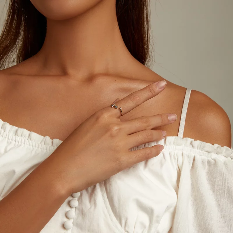 (image pour) Bague ouverte style Pandora avec étoile - SCR769 - Afficher 7