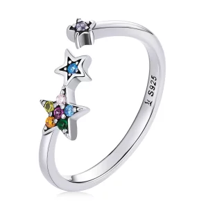 (image pour) Bague ouverte style Pandora avec étoile - SCR769