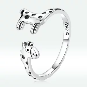 (image pour) Bague ouverte style Pandora avec une girafe - BSR228