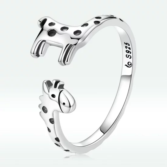 (image pour) Bague ouverte style Pandora avec une girafe - BSR228
