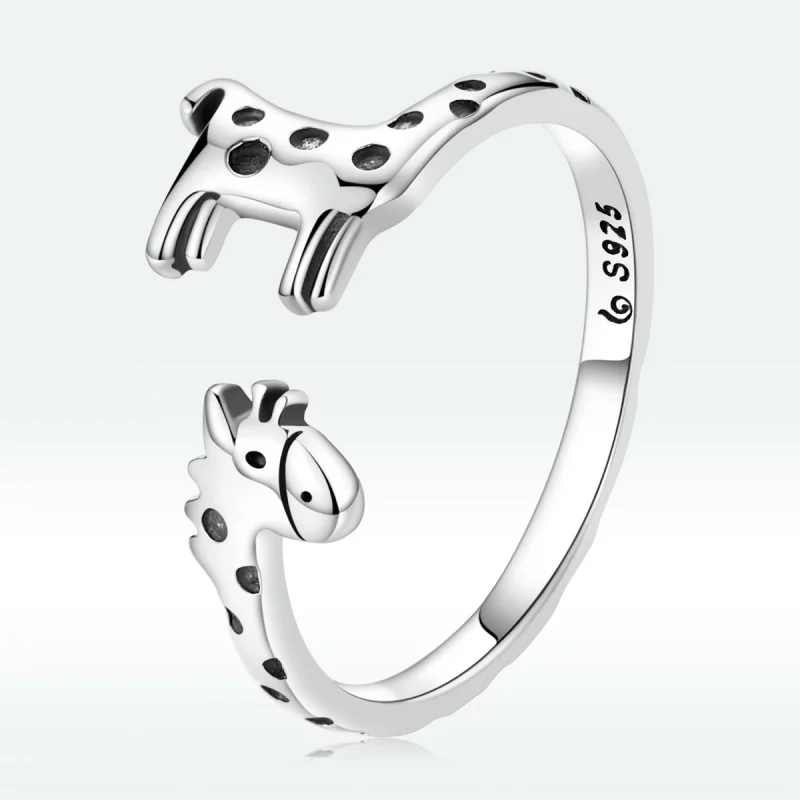 (image pour) Bague ouverte style Pandora avec une girafe - BSR228