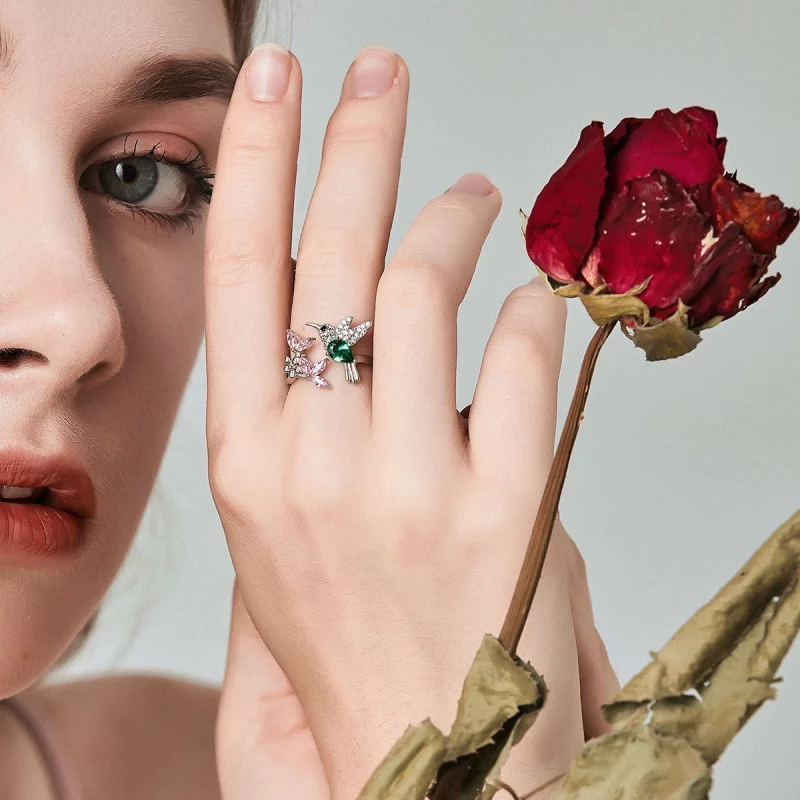 (image pour) Bague Ouverte Style PANDORA Cadeau de Colibri - BSR016 - Afficher 2