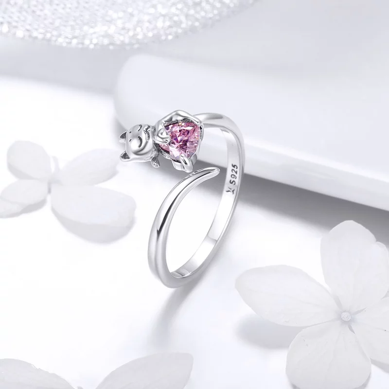 (image pour) Bague Ouverte Style PANDORA Chat mignon - SCR446 - Afficher 4
