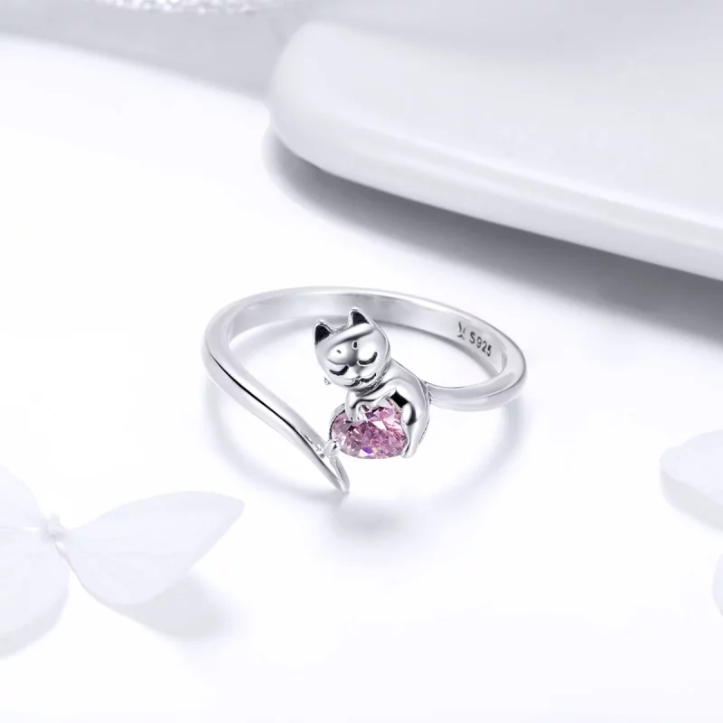 (image pour) Bague Ouverte Style PANDORA Chat mignon - SCR446 - Afficher 5
