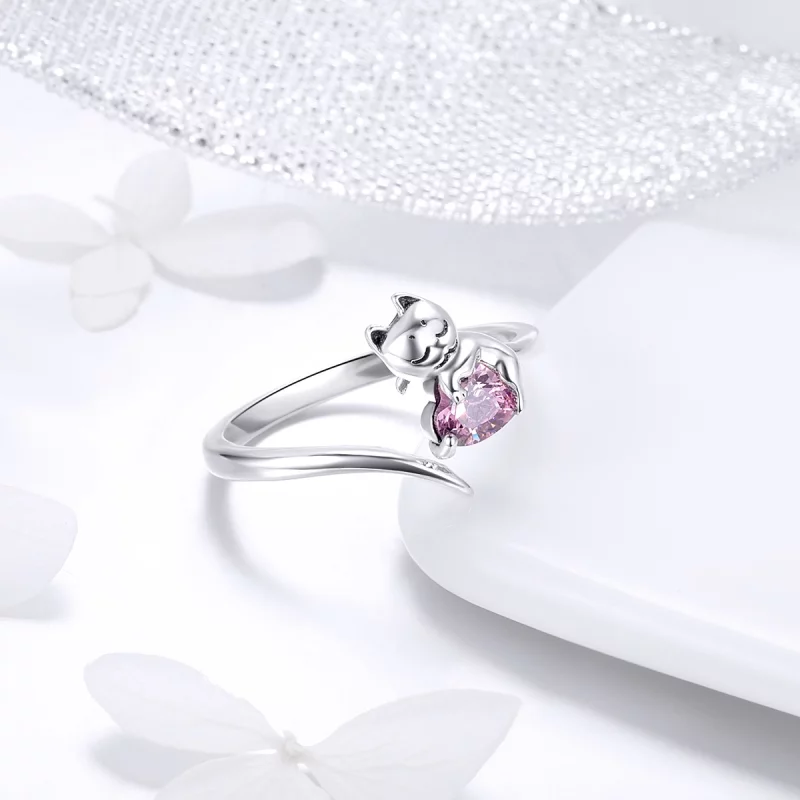 (image pour) Bague Ouverte Style PANDORA Chat mignon - SCR446 - Afficher 6