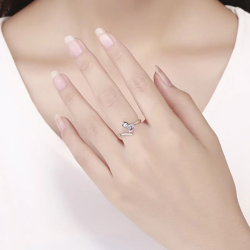 (image pour) Bague Ouverte Style PANDORA Chat mignon - SCR446 - Afficher 7