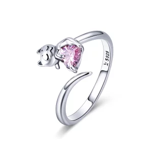Bague Ouverte Style PANDORA Chat mignon - SCR446 (image pour) Bague Ouverte Style PANDORA Chat mignon - SCR446