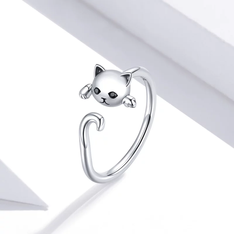 (image pour) Bague Ouverte Style PANDORA Chat mignon - SCR707 - Afficher 2