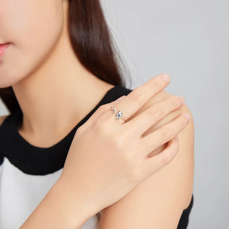 (image pour) Bague Ouverte Style PANDORA Chat mignon - SCR707 - Afficher 7
